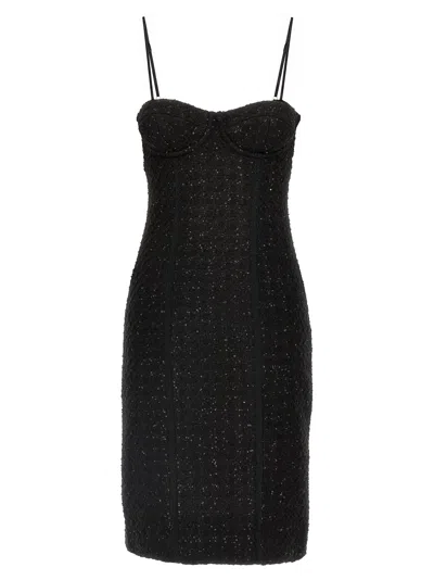 Rotate Birger Christensen Bouclé Midi Dress In Black
