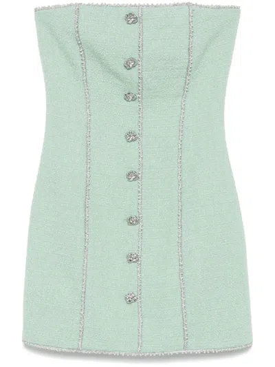 Rotate Birger Christensen Bouclé Mini Dress In Green