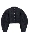 Rotate Birger Christensen Sequin-embellished Puff-sleeve Jacket In Black
