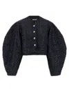 Rotate Birger Christensen Sequin-embellished Puff-sleeve Jacket In Blue