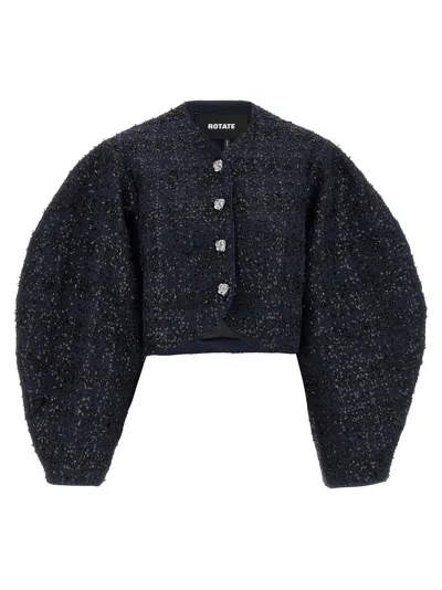 Rotate Birger Christensen 'bouclé Short' Blazer In Blue