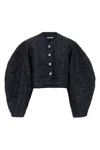 Rotate Birger Christensen Sequin-embellished Puff-sleeve Jacket In Blue