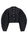 Rotate Birger Christensen Sequin-embellished Puff-sleeve Jacket In Blue