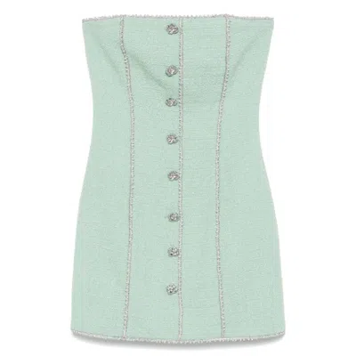 Rotate Birger Christensen Rotate Boucle Strapless Mini Dress In Green
