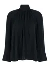 Rotate Birger Christensen Satin Bow Blouse In Black
