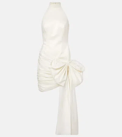 Rotate Birger Christensen Bow-detail Halterneck Satin Minidress In White