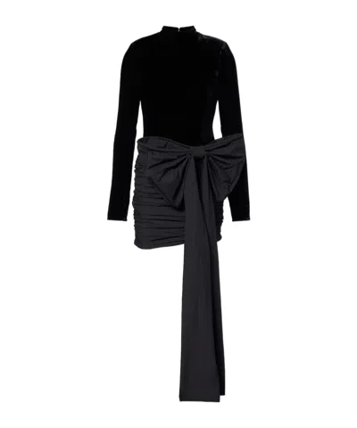 Rotate Birger Christensen Bow Detail Pleated Dress In Black