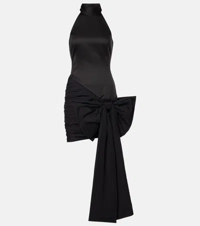 Rotate Birger Christensen Bow-detail Satin Minidress In Black