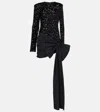 Rotate Birger Christensen Bow-detail Sequined Minidress In Black