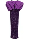 Rotate Birger Christensen Bow-detail Sequinned Maxi Dress In Purple