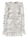 Rotate Birger Christensen Bow Ruffled Dress In Silver