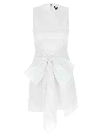 Rotate Birger Christensen Bow-front Cotton Poplin Dress In White