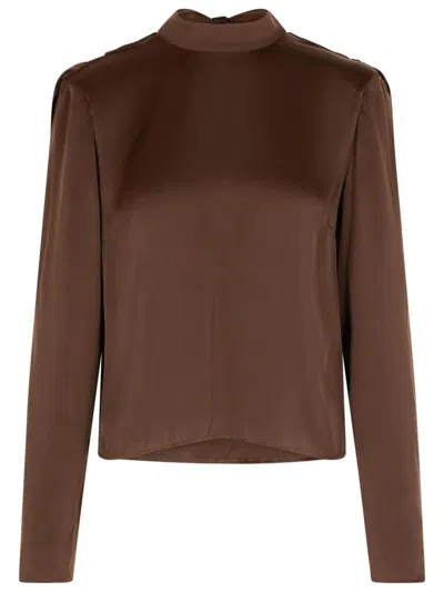 ROTATE BIRGER CHRISTENSEN BOWINA' BROWN POLYESTER BLOUSE