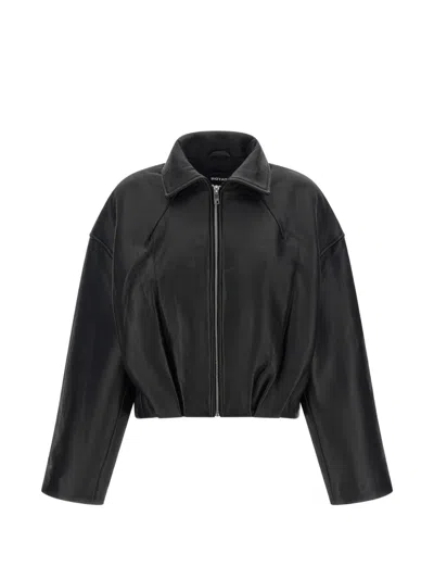 Rotate Birger Christensen Collared Neck Long Sleeve Oversized Jacket In Black