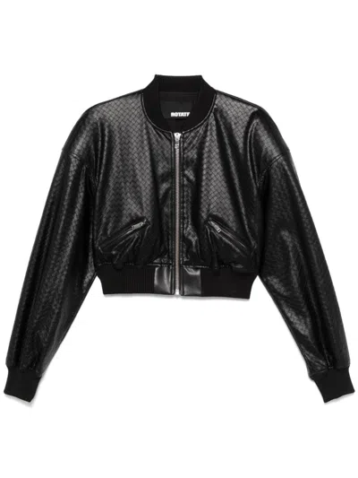 ROTATE BIRGER CHRISTENSEN BRAIDED CROPPED BOMBER JACKET