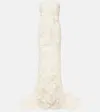 Rotate Birger Christensen Bridal Alberty Floral-appliqué Mesh Gown In Egret