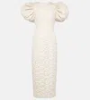 Rotate Birger Christensen White Puff Sleeved Jacquard Dress In White