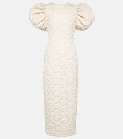 Rotate Birger Christensen White Puff Sleeved Jacquard Dress
