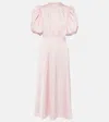 Rotate Birger Christensen Bridal Gathered Satin Midi Dress In Pink