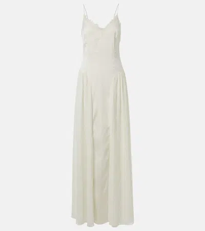 Rotate Birger Christensen Bridal Lace-trimmed Satin Maxi Dress In White