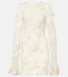 Rotate Birger Christensen Bridal Rosita Floral-appliqué Mesh Minidress In Egret