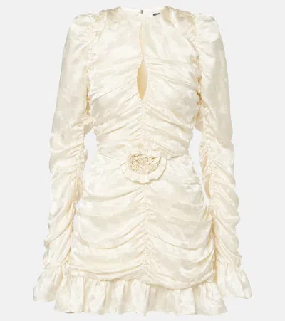 Rotate Birger Christensen Bridal Ruched Silk Satin Minidress In White