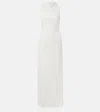 Rotate Birger Christensen White Long Dress With All-over Shimmering Fringes And Teardrop Opening On The Back In White