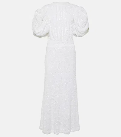 Rotate Birger Christensen Bridal Sequined Puff-sleeve Gown In Blanc De Blanc