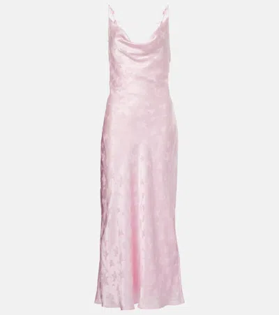 Rotate Birger Christensen Bridal Silk Satin Midi Dress In Pink
