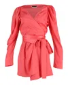 Rotate Birger Christensen Bridget Mini Wrap Dress In Pink Satin In Pink