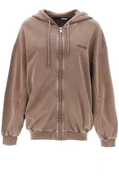 Rotate Birger Christensen Rotate Embroidered Oversized Sweat In Brown
