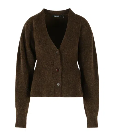Rotate Birger Christensen Brown Alpaca Blend Cardigan In Dark Brown