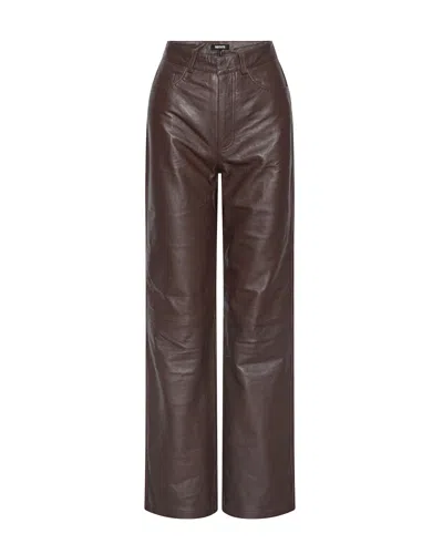 Rotate Birger Christensen Brown High-waisted Lambskin Leather Straight-leg Pants