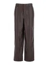 Rotate Birger Christensen Brown Pants With Wide Leg And Woven Texture In Tech Fabric Woman In Brown