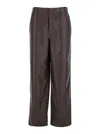 Rotate Birger Christensen Brown Pants With Wide Leg And Woven Texture In Tech Fabric Woman In Brown