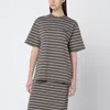 Rotate Birger Christensen Striped Oversized Cotton Jersey T-shirt In Brown