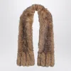 Rotate Birger Christensen Brown Synthetic Fur Scarf In Brown