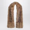 Rotate Birger Christensen Brown Synthetic Fur Scarf In Multi