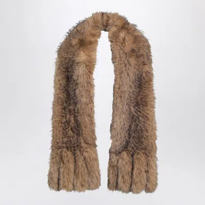 Rotate Birger Christensen Brown Synthetic Fur Scarf In Multi