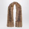 Rotate Birger Christensen Brown Synthetic Fur Scarf In Brown