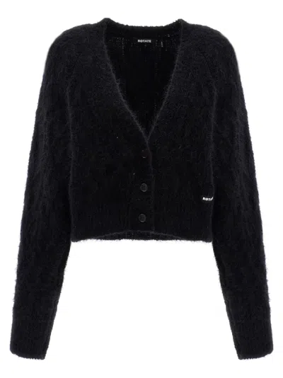Rotate Birger Christensen Brushed Wool-blend Knit Cardigan In Black
