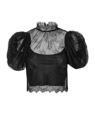 Rotate Birger Christensen Bubble Sleeve Blouse In Black