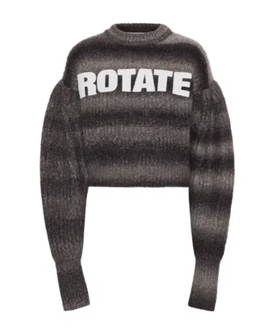 Rotate Birger Christensen Bubble Sleeve Logo Sweater In Black