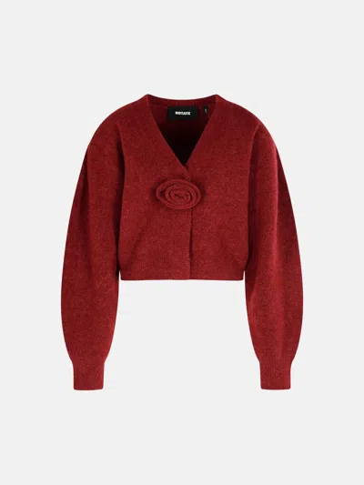 Rotate Birger Christensen Burgundy Alpaca Blend Cardigan