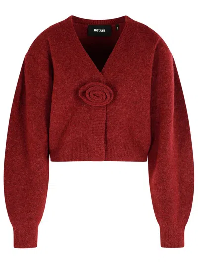 Rotate Birger Christensen Burgundy Alpaca Blend Cardigan In Red