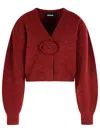 Rotate Birger Christensen Burgundy Alpaca Blend Cardigan In Burgundy