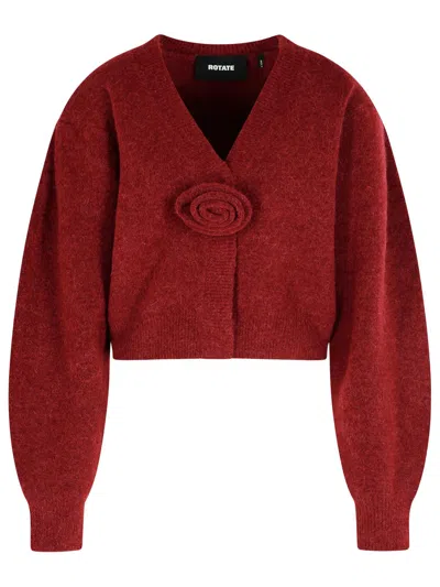 Rotate Birger Christensen Burgundy Alpaca Blend Cardigan