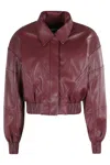 Rotate Birger Christensen Collared Panel Detailing Bomber Jacket In Burgundy