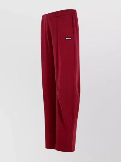 Rotate Birger Christensen Burgundy Cotton Trousers Elastic Waistband In Red