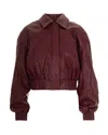 Rotate Birger Christensen Rotate Synthetic Leather Bomber Jacket In Burgundy